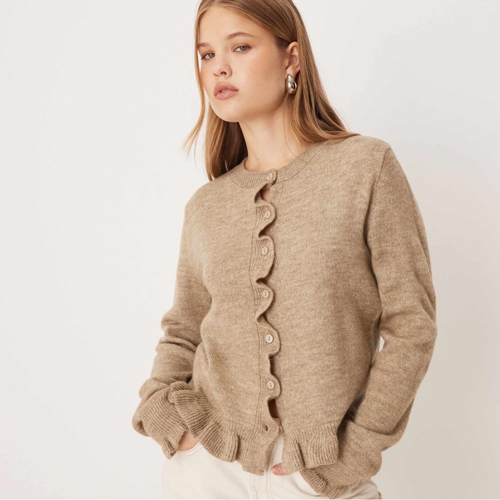 Women's Tan Frill Sweater